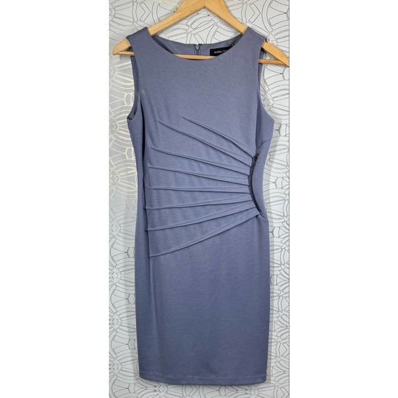 IVANKA TRUMP Light Blue Sleeveless Starburst Side Zipper Career Sheath Dress 4 - Picture 2 of 11